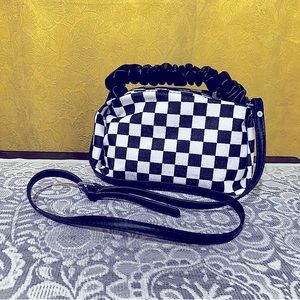 Black & White Checkered Crossbody Bag